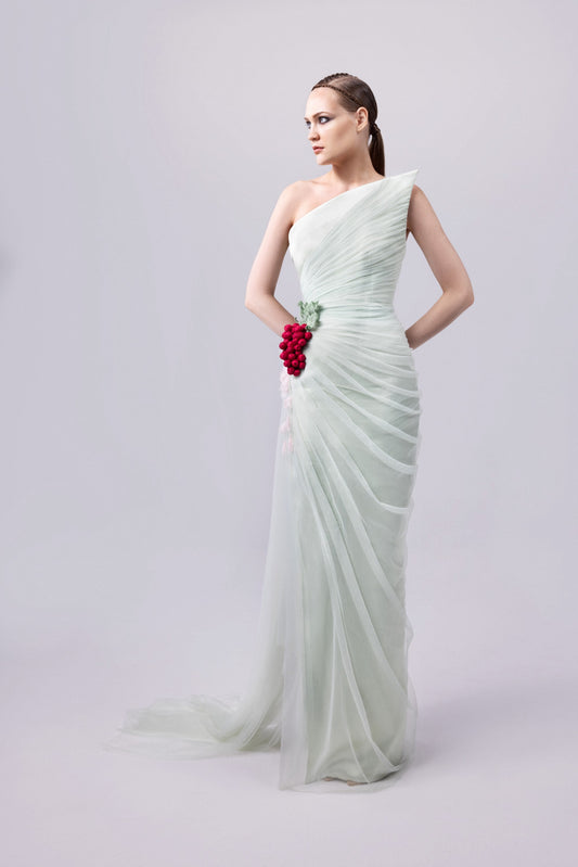 Asymmetrical Italian Crepe Gown
