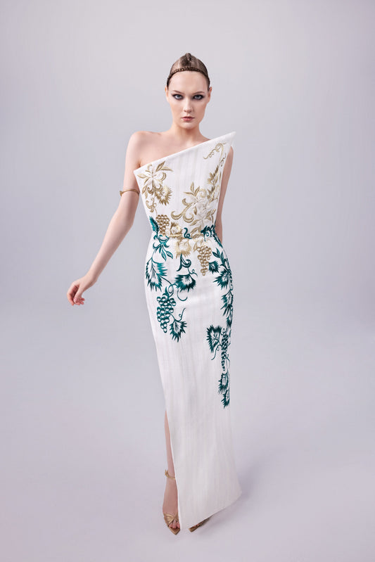 Hand Embroidered Linen Gown