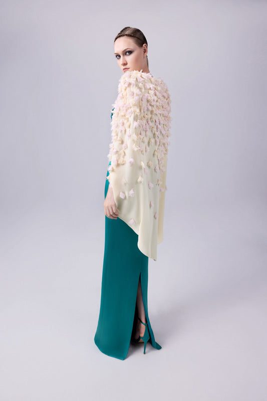 Italian Crepe Gown with Cape