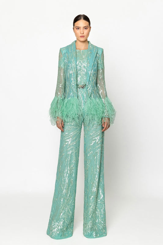 Fully Embroidered Jumpsuit with Jacket