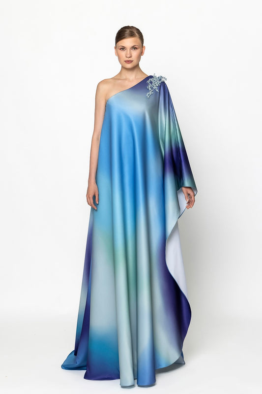 One Shoulder Printed Kaftan