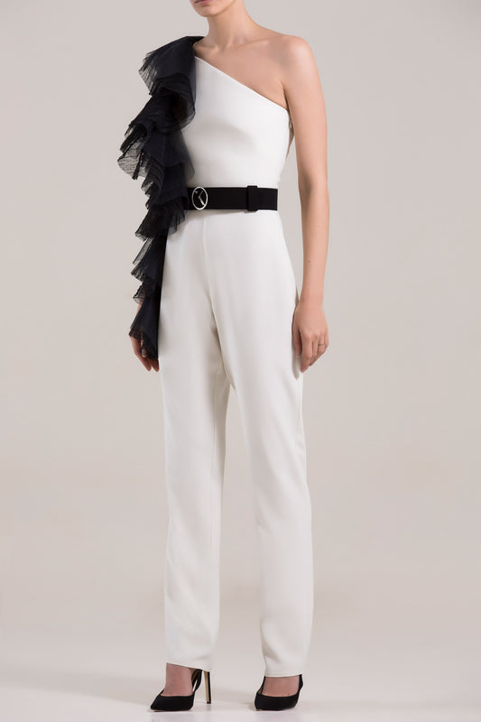 Ruffled One Shoulder Jumpsuit