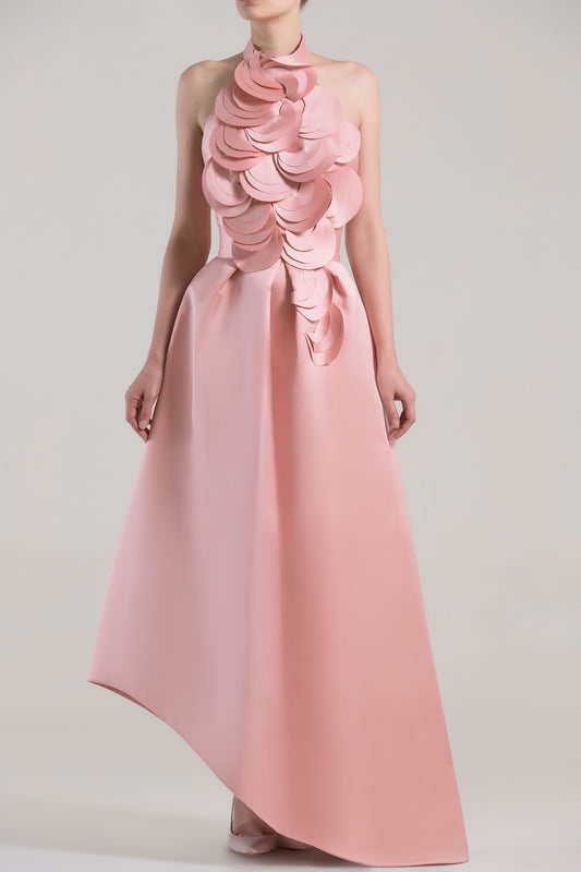 Halter Neck Asymmetrical Gown