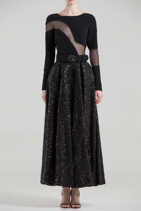 Long Sleeve Sequin Midi Dress