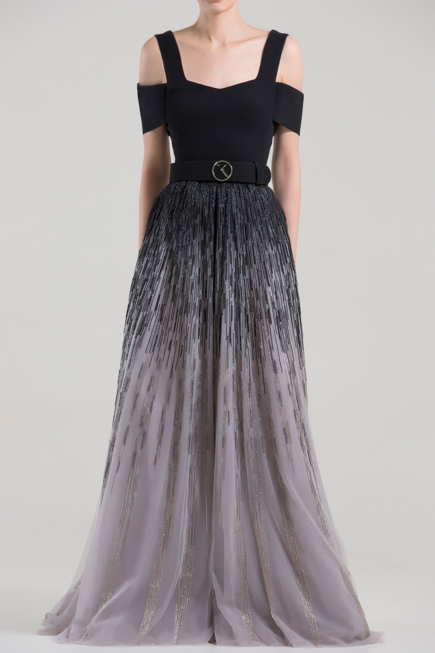 Cold Shoulder Belted Gown