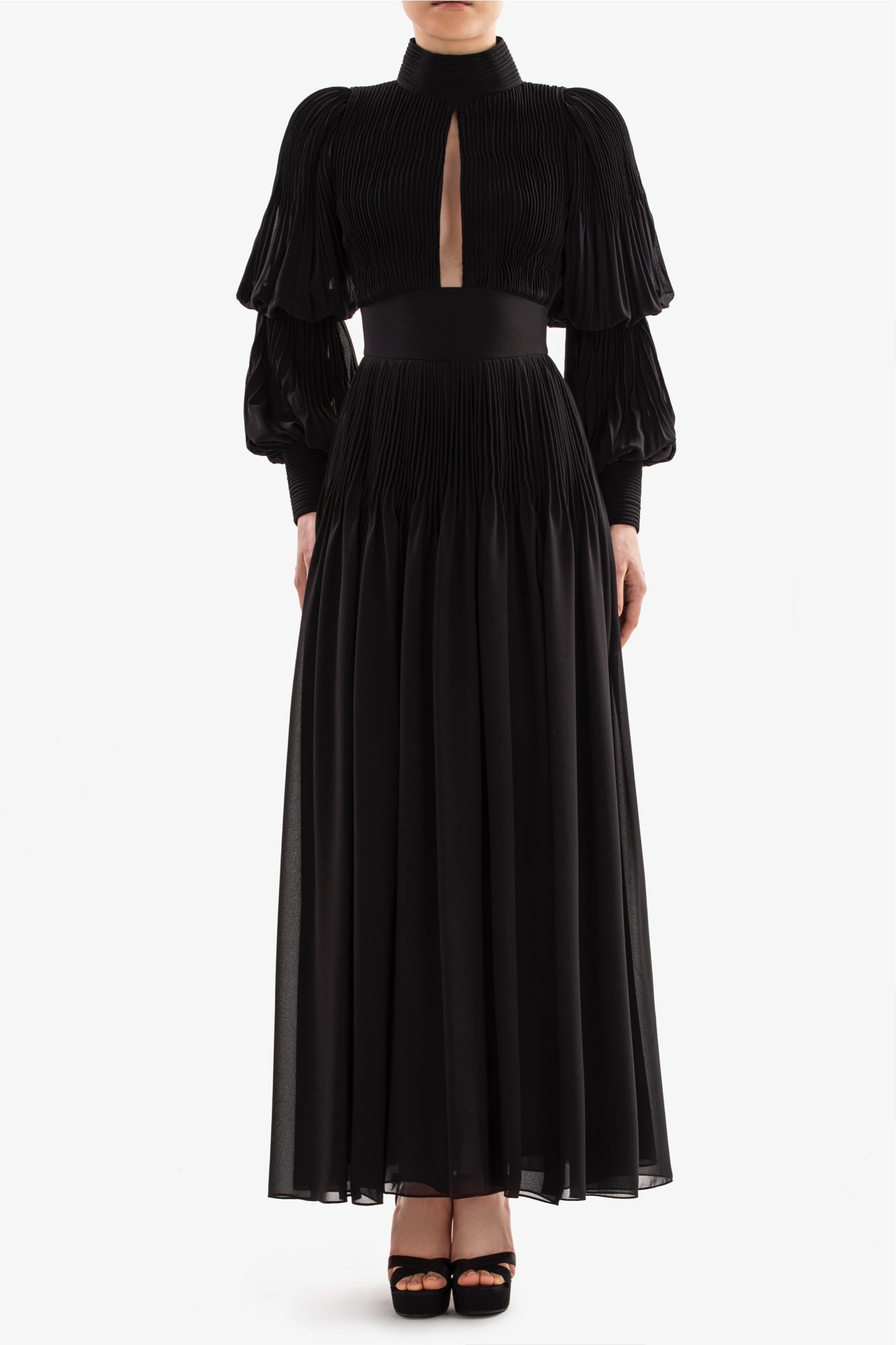 Pleated Crepe Dress