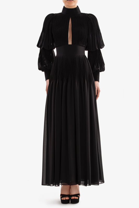 Pleated Crepe Dress