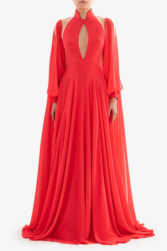 Crepe Georgette Sleeved Gown