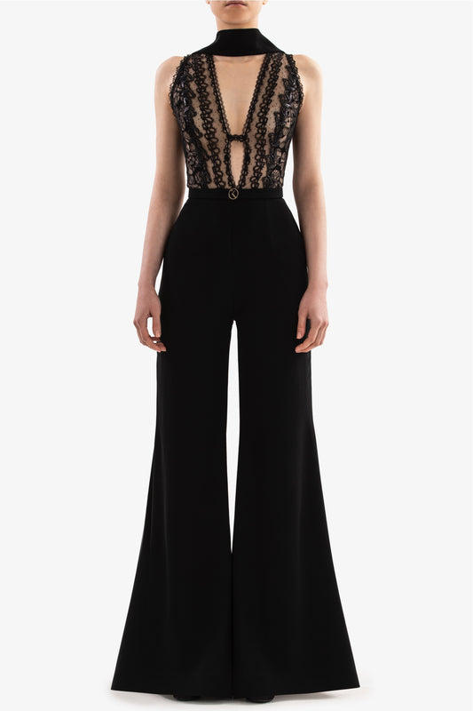 Lace and Crepe Jumpsuit