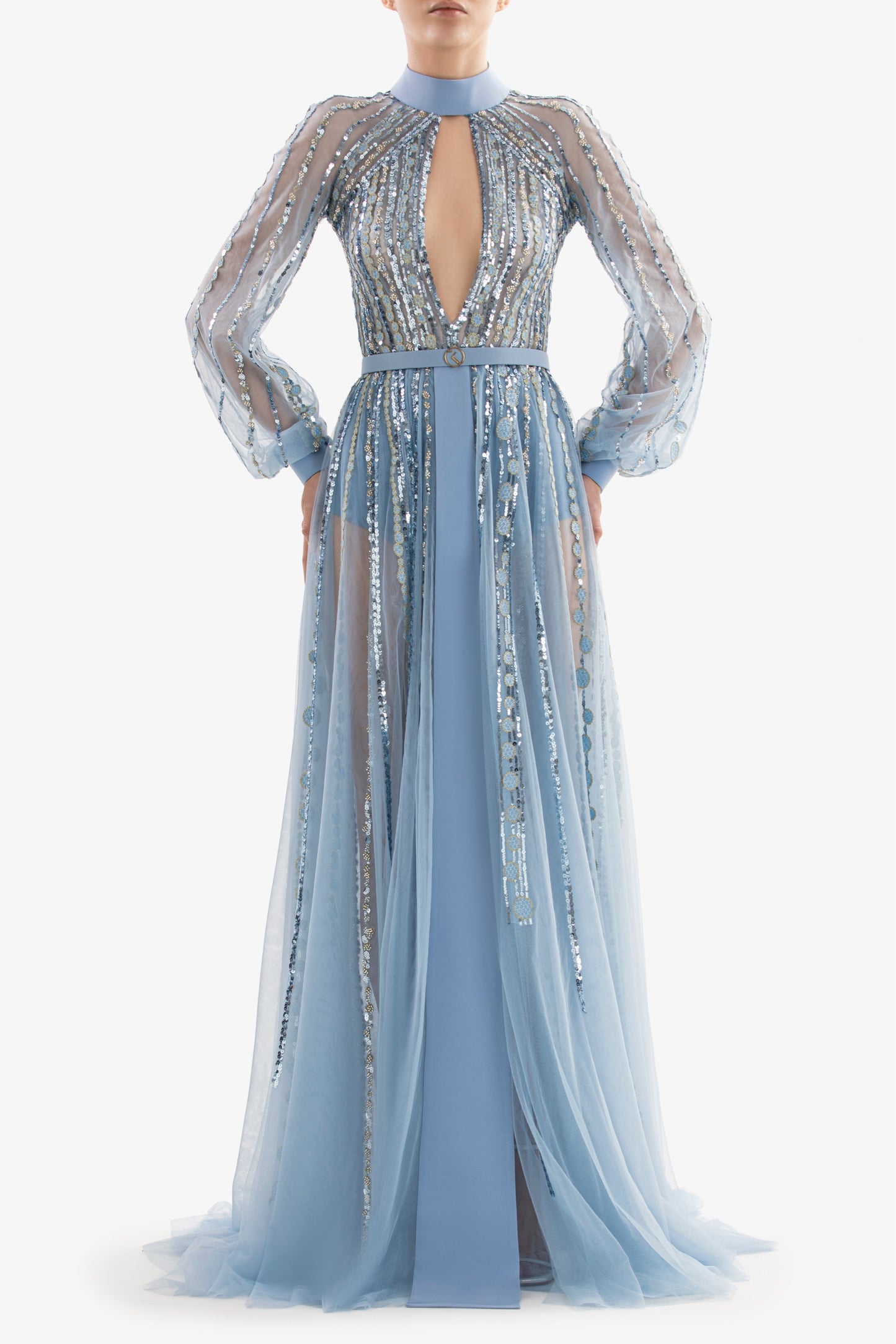 Embroidered Long Sleeved Gown