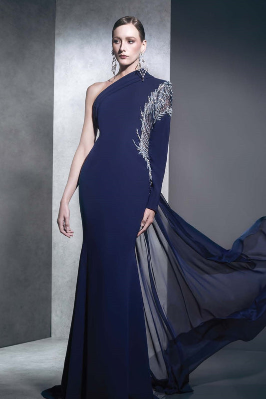 One Shoulder Flared Gown