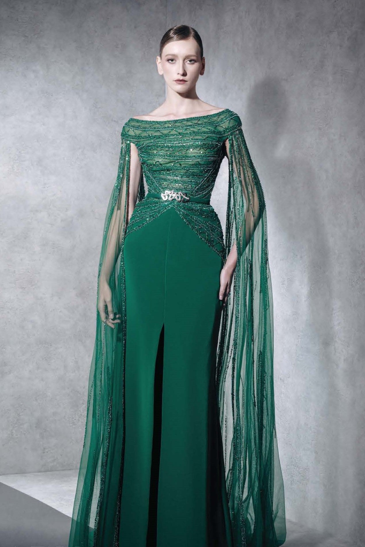 Off Shoulder Gown with Front Slit