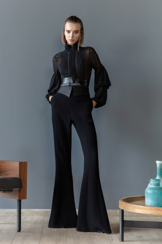Crepe Jumpsuit with Belt