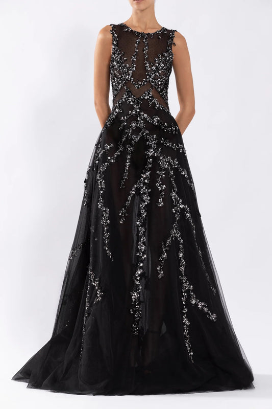 Tulle Ball Gown with Beading