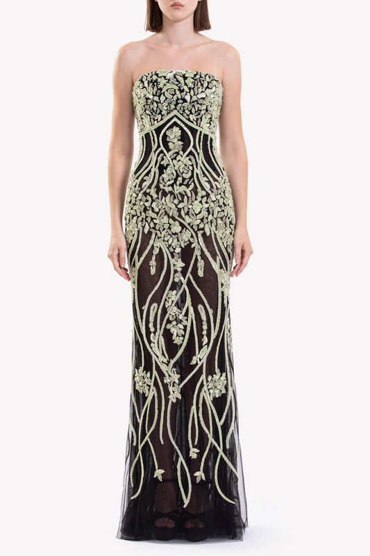 Strapless Embroidered Dress