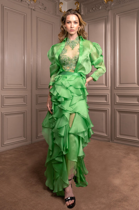 Two-Piece Cascading Gown