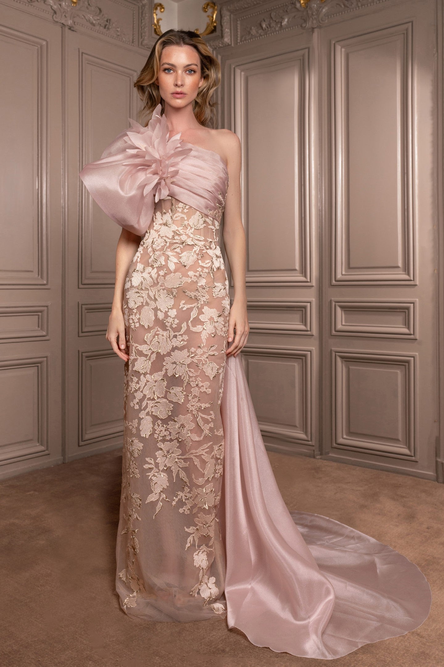 Dramatic One-Shoulder Gown