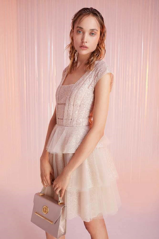 Cap Sleeve Peplum Dress