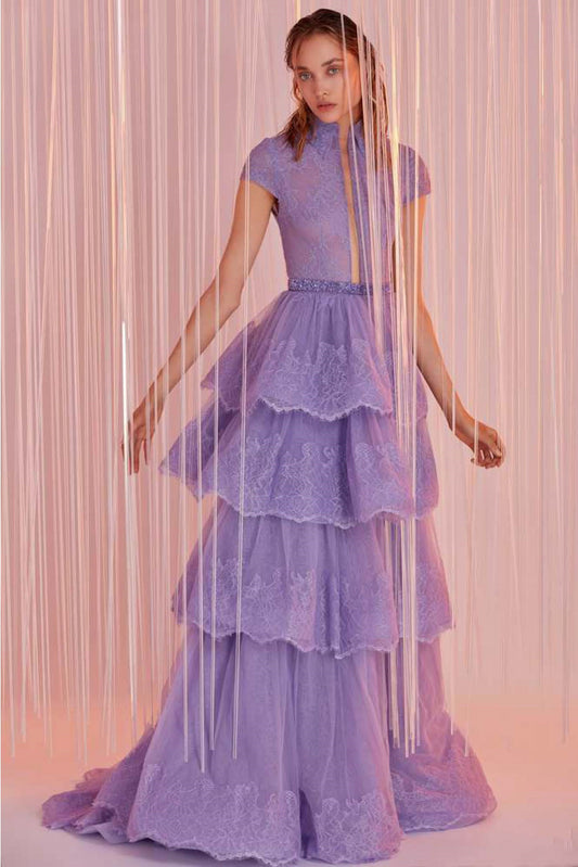 Tiered Cap Sleeve Gown