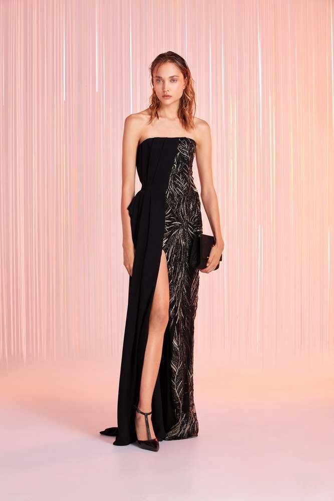 Strapless Evening  Gown w/ Slit