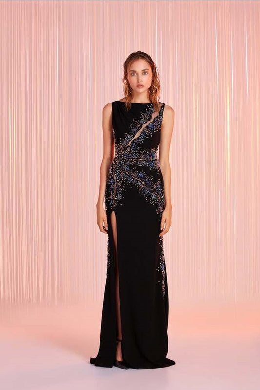 Sleeveless Bateau Neck Gown