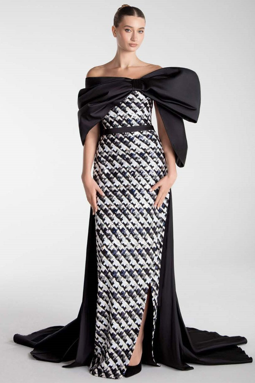 Tweed Column Gown