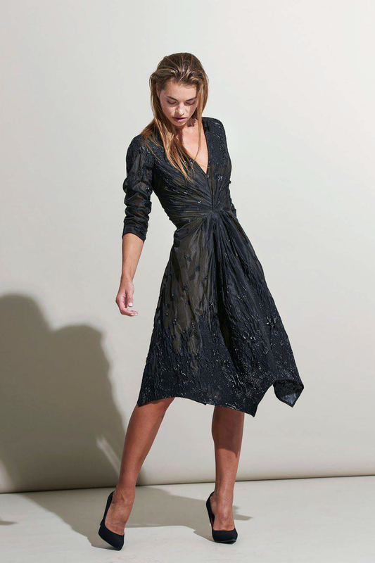 3/4 Sleeve Black Cocktail Dress