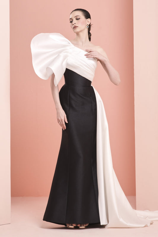 Silk Gazar Hand-Draped Gown