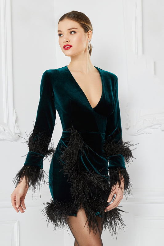 Long Sleeve Velvet Cocktail Dress