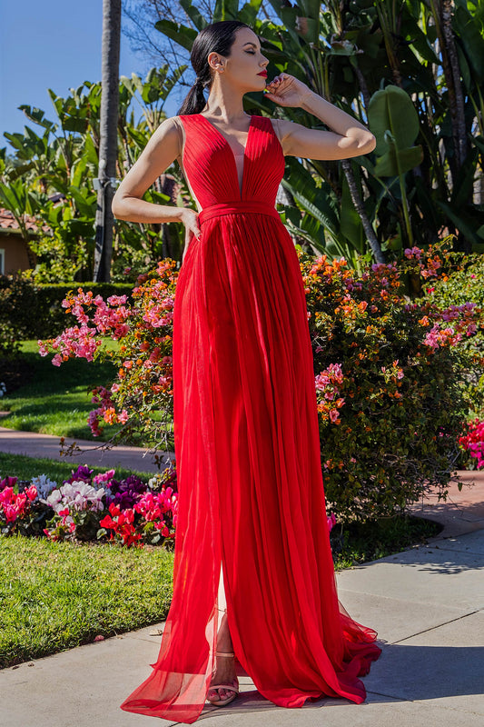 Silk Chiffon Metallic Effect Gown