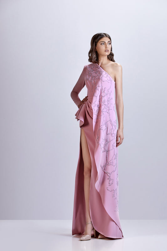 Beaded Crepe Gown