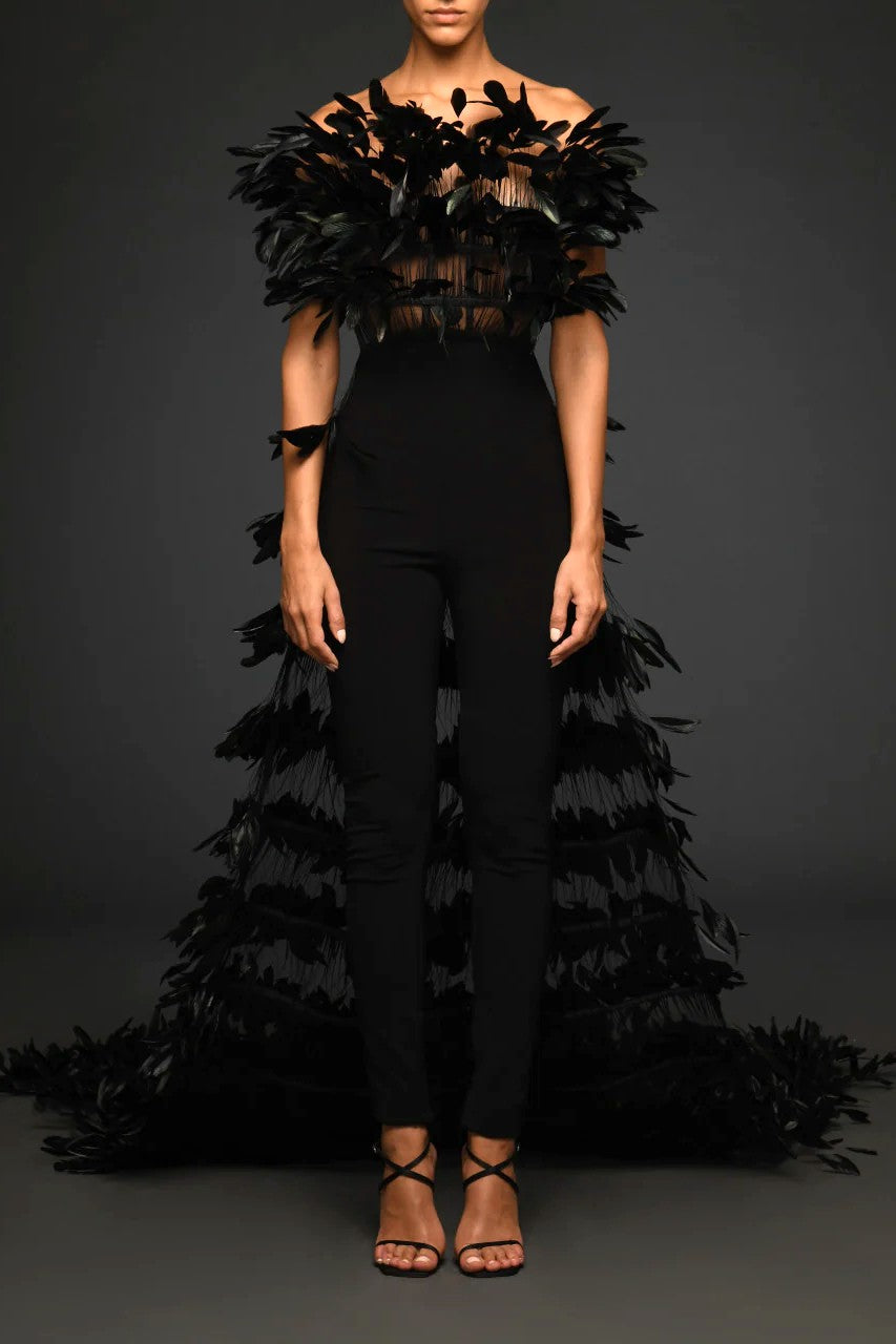 Black-Jumpsuit with Overskirt