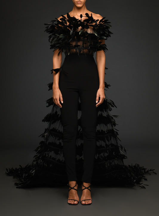 Black Jumpsuit with Overskirt