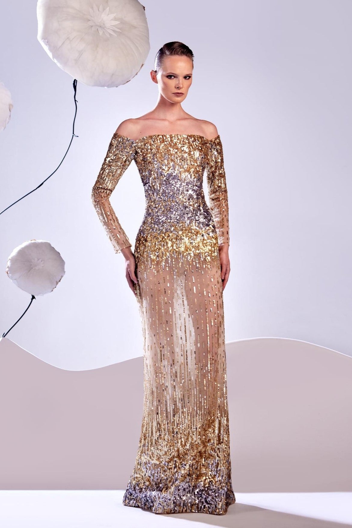 Gold Silver Paillettes Gown