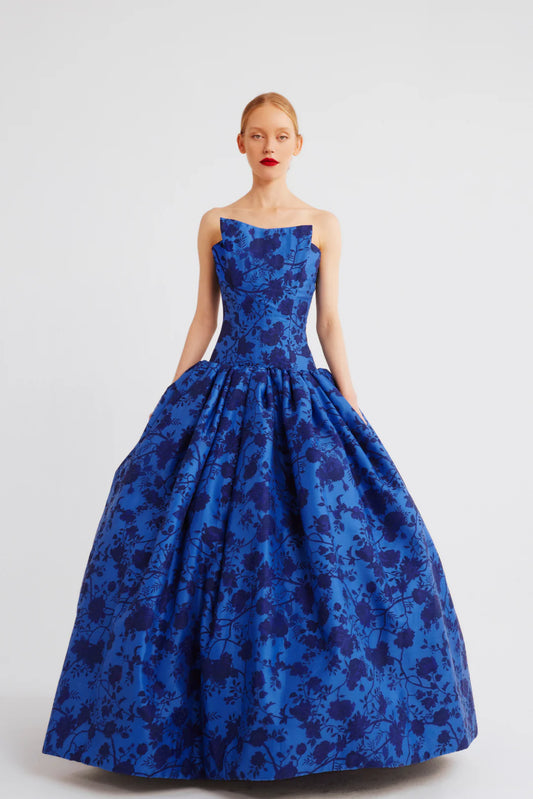 Strapless Print Ballgown