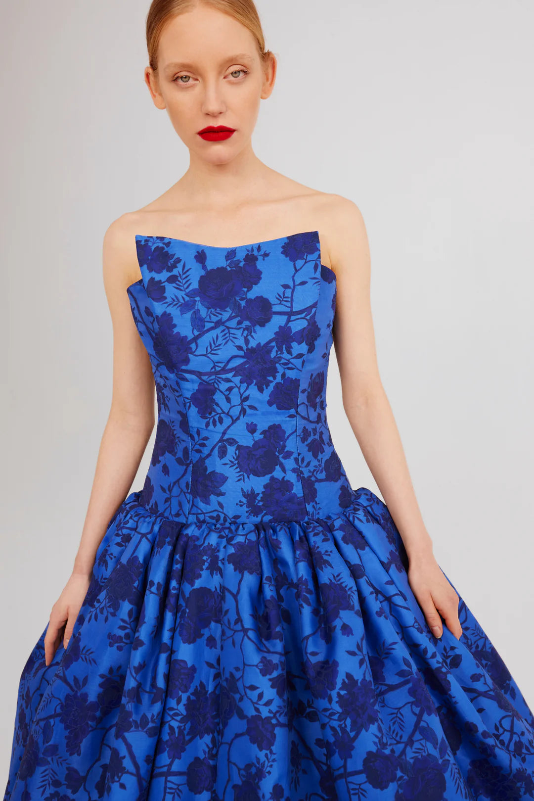 Strapless Print Ballgown