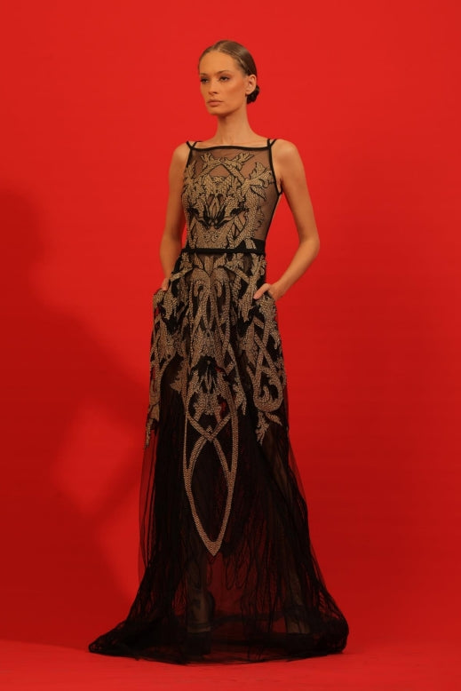 Bateau Neck Lace Gown