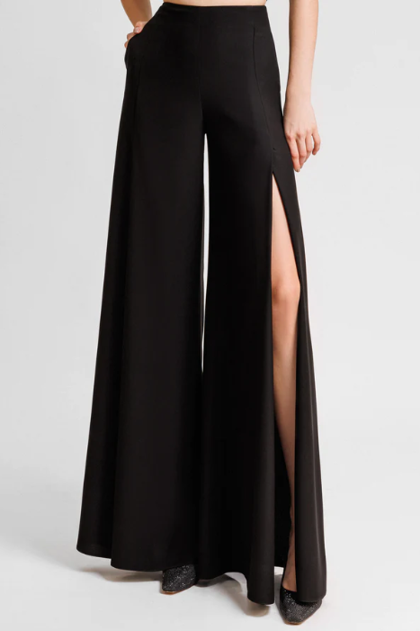 Crepe Pants with Slits