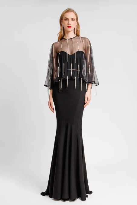 Crepe Set with Beaded Overlay