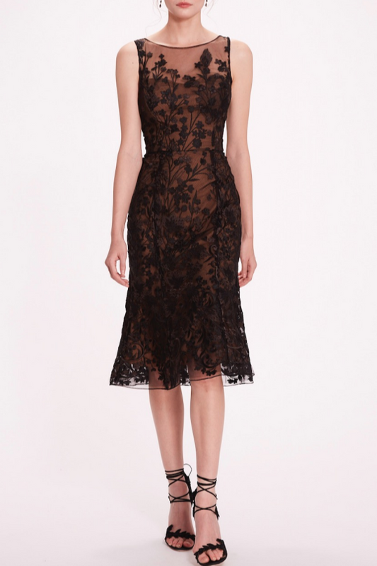 Illusion Detail Midi Dress