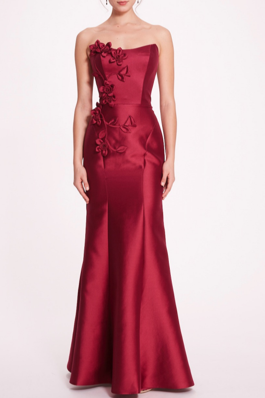 Sleeveless Floral Silk Gown