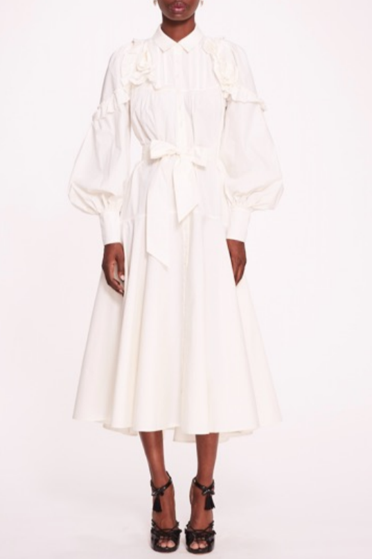 Long Cuffed Sleeve Midi Dress