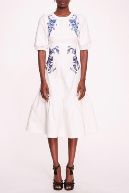 Short-Sleeve A-line Midi Dress