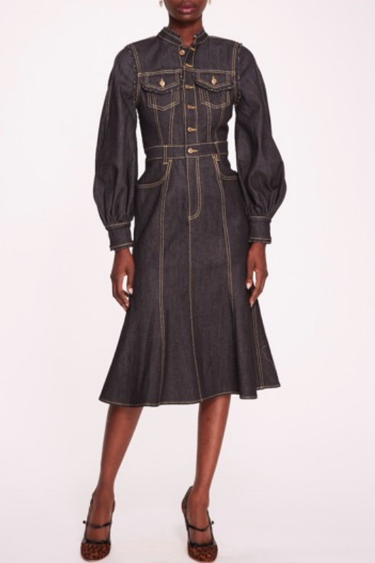 Long Sleeve Denim Midi Dress