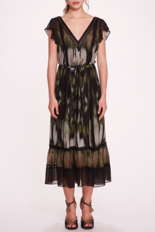 Cap Sleeve Ruffled Dress