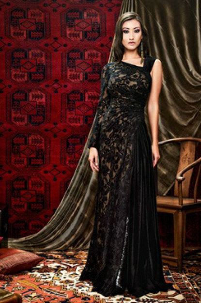 Asymmetrical Neck  Gown