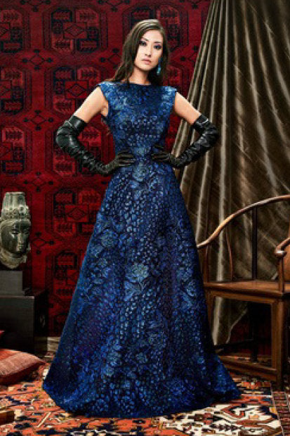 Cap Sleeve Floral Gown