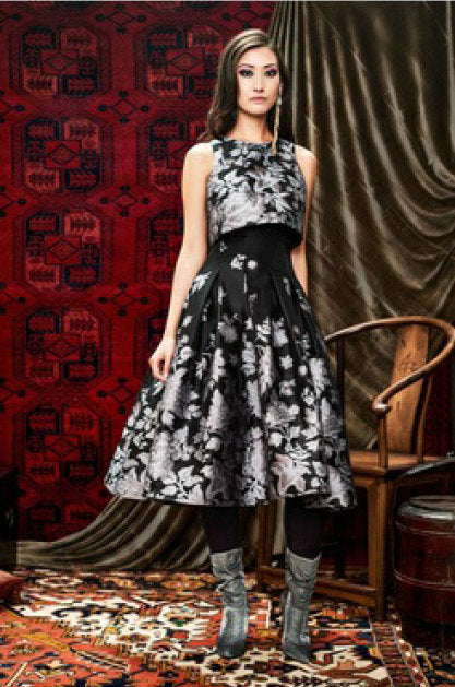 Sleeveless Jewel Neck Floral Midi Dress