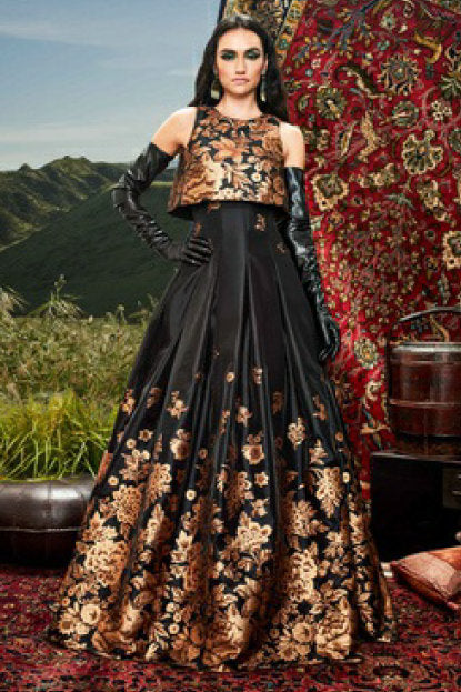 Sleeveless Floral A-Line Gown