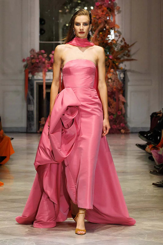 Camellia Faille Strapless Gown